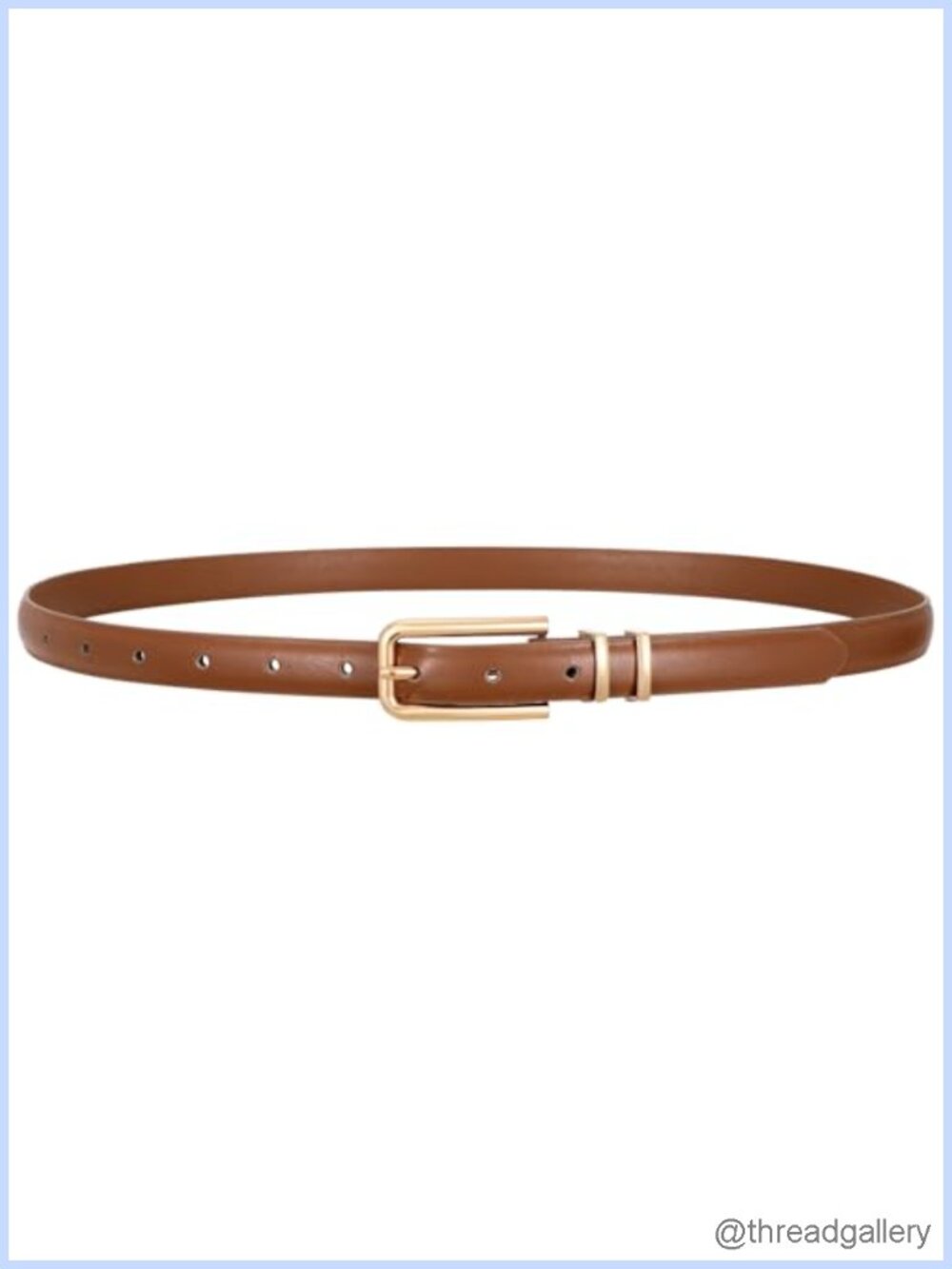 Faux Leather Skinny Belt with Gold Buckle Thin Waist Belt